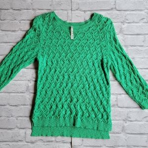 Leo & Nicole Vibrant Green Knit Sweater size Large